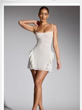 oh polly white beaded dress Beabado Mini Showstopping silhouettes Embellished Multi Wear A-Line Mini